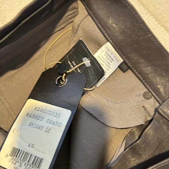 rag and bone charcoal washed leather skinny jean size 26 - Picture 3 of 4